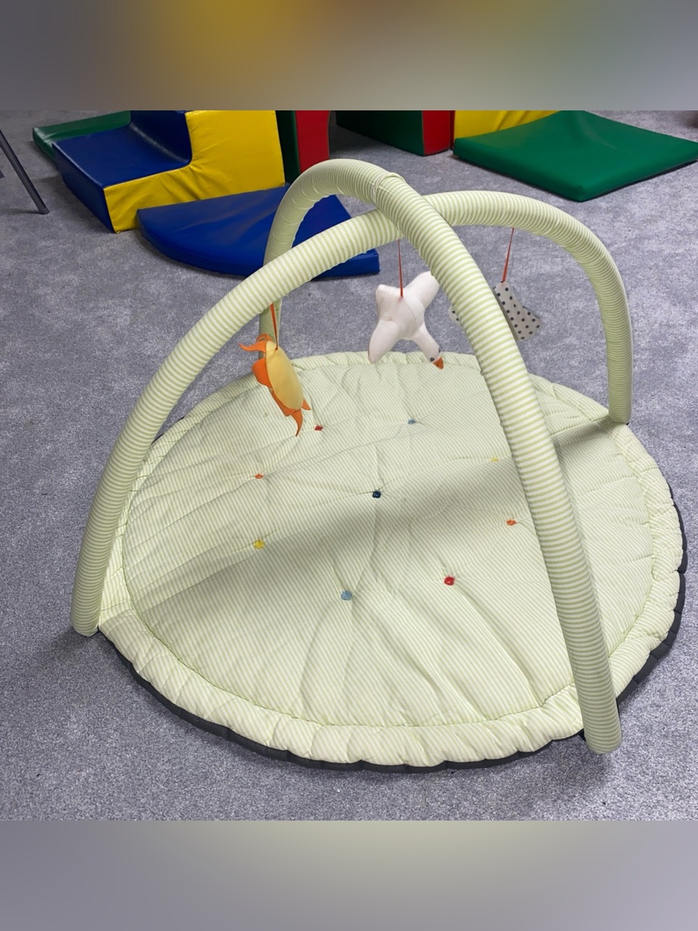 Soft Green Baby Play Gym with Hanging Toys